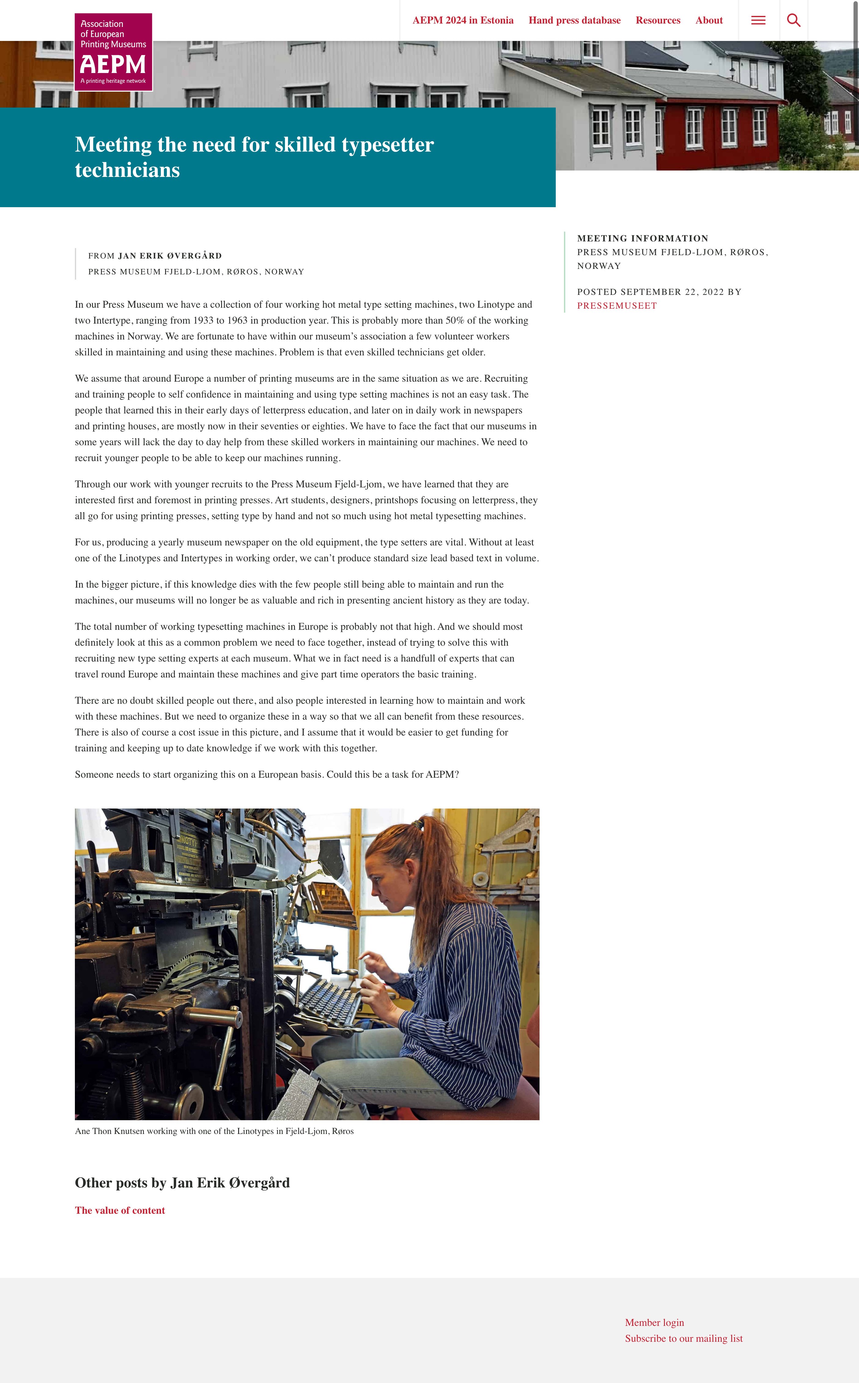 a call for action to train more skilled typesetter technicians