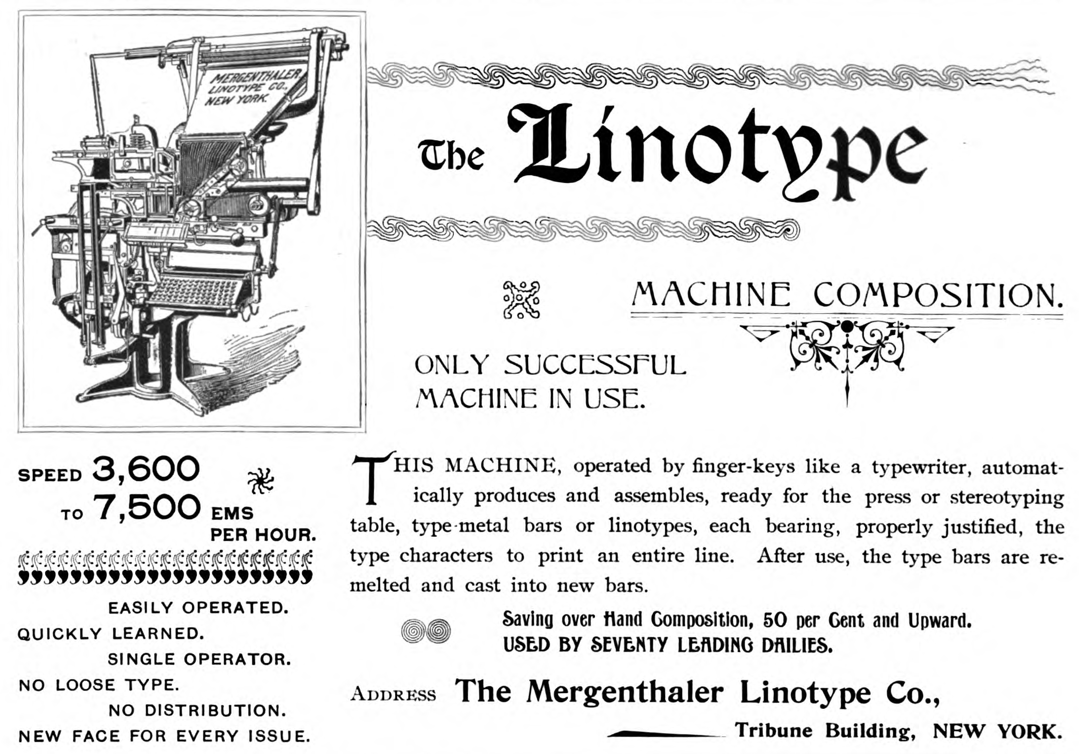 Ad for the 'New' Linotype.