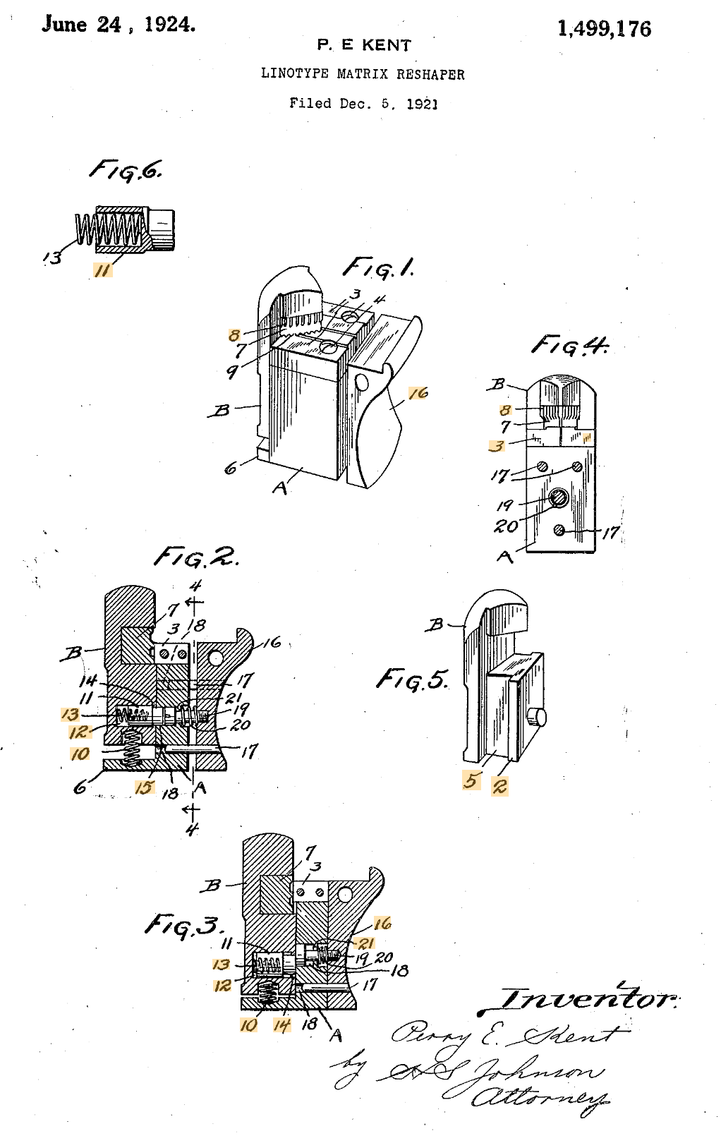 The patent for the Linotype Matrix Reshaper