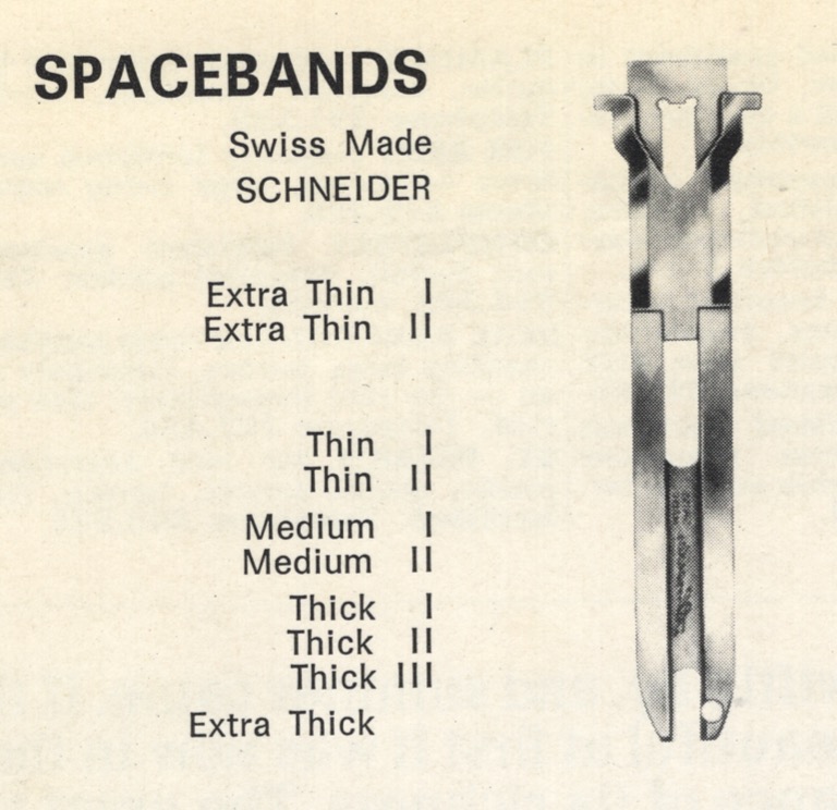 different thicknesses of the space bands, as sold by Simoncini