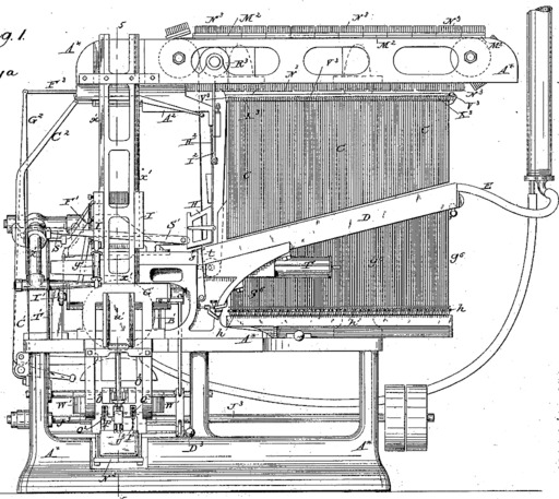 Patent 378,798 regarding a machine for producing type bars