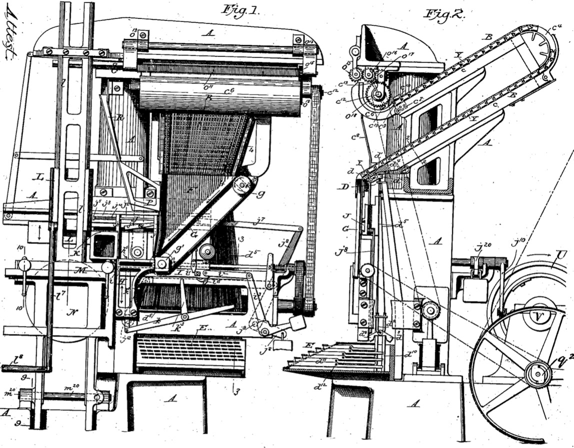 Patent 436,531 regarding a machine for producing type bars