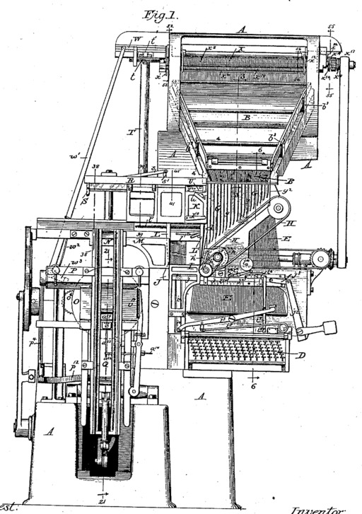 Patent 436,532 regarding a machine for producing type bars